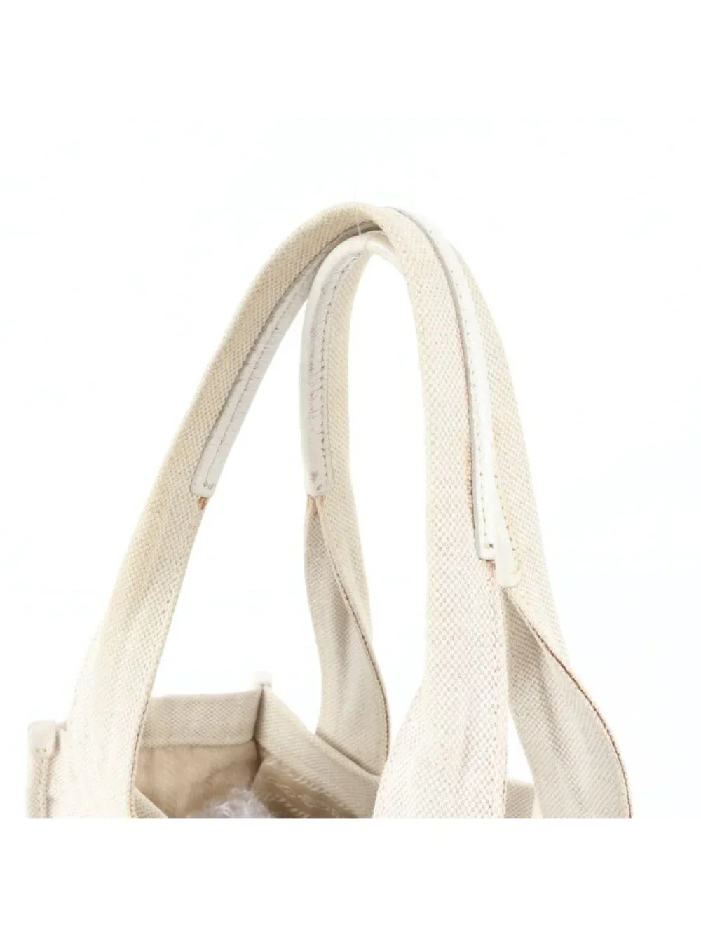 Prada Triangle Logo Leather Canvas Handbag Tote